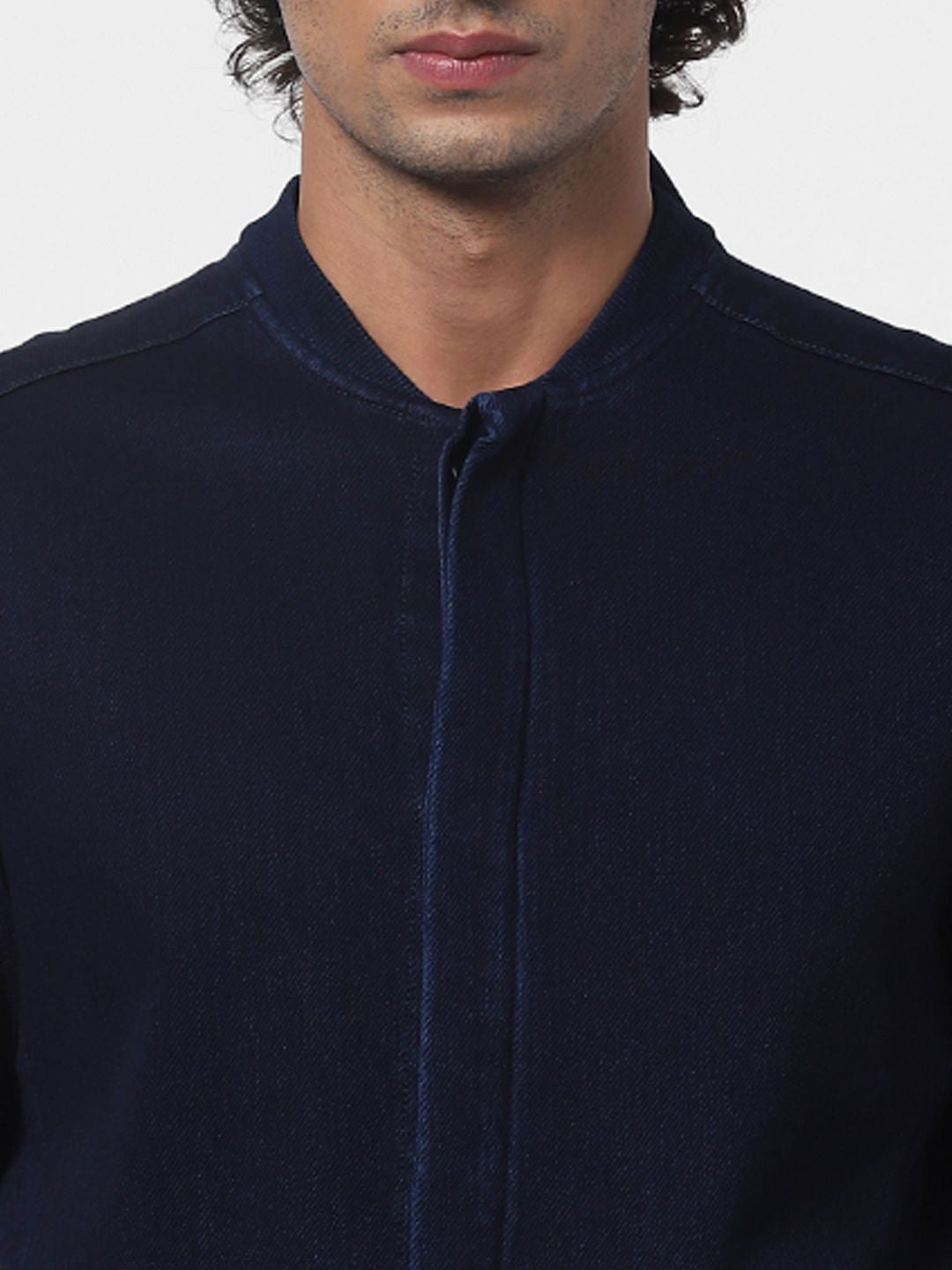 Blue Front Open Denim Jacket
