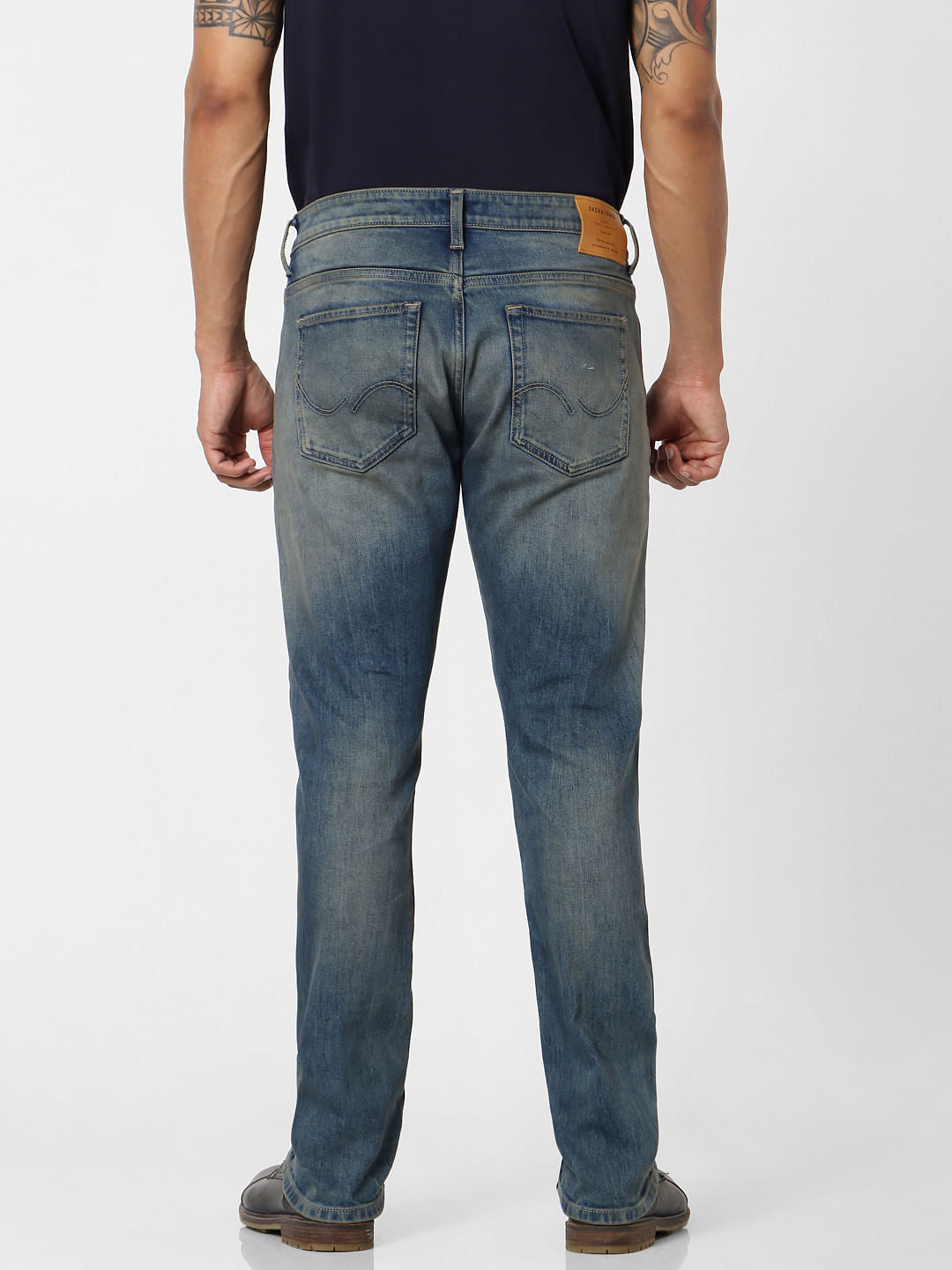 Blue Mid Rise Clark Regular Fit Jeans