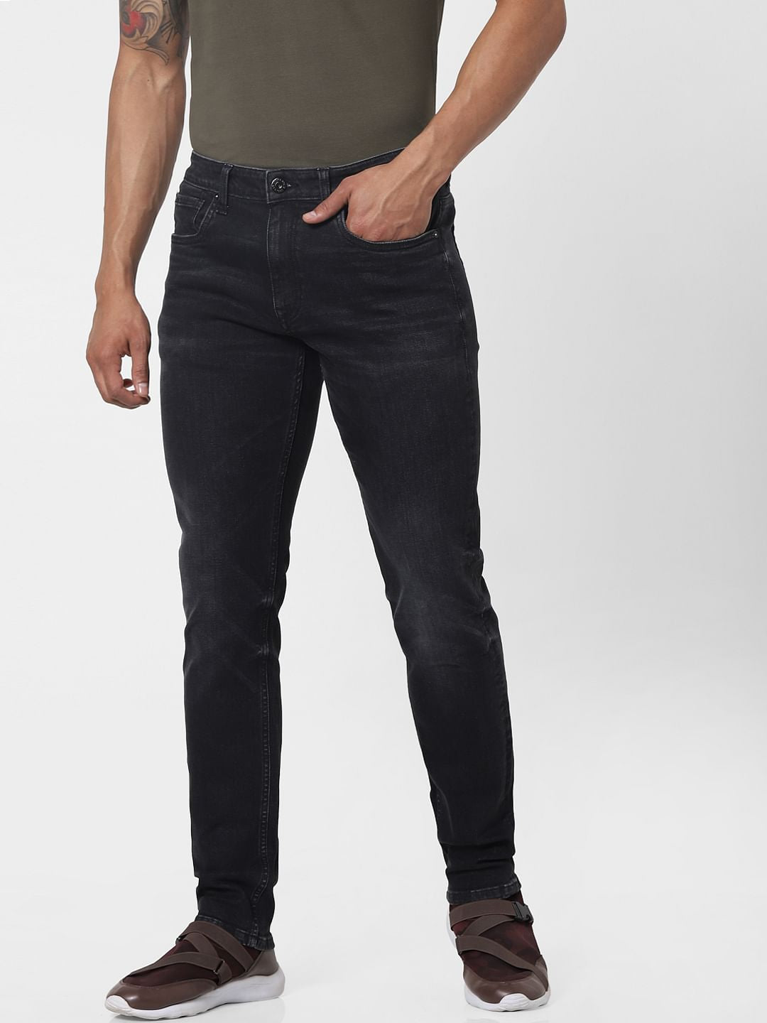 Black Low Rise Glenn Slim Fit Jeans