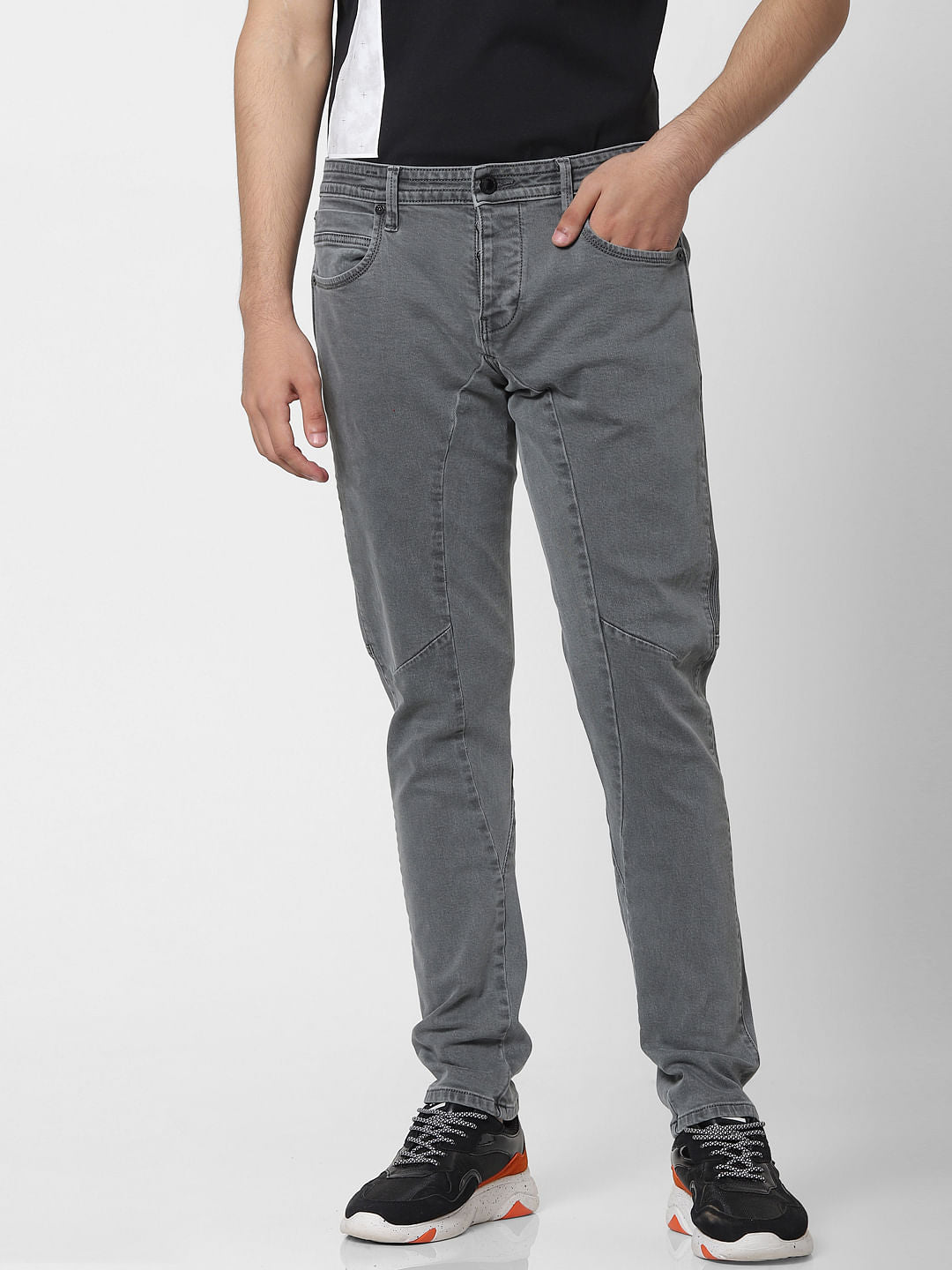 Grey Mid Rise Simon Anti Fit Jeans - 28/30