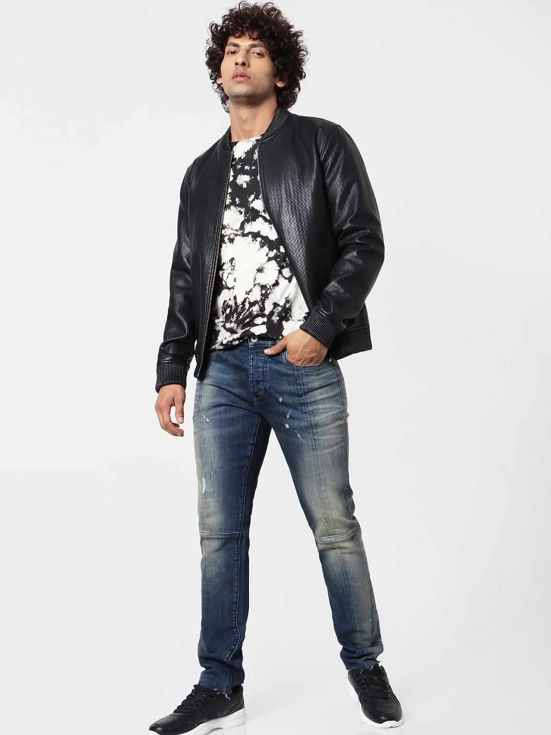Blue Low Rise Glenn Distressed Slim Fit Jeans