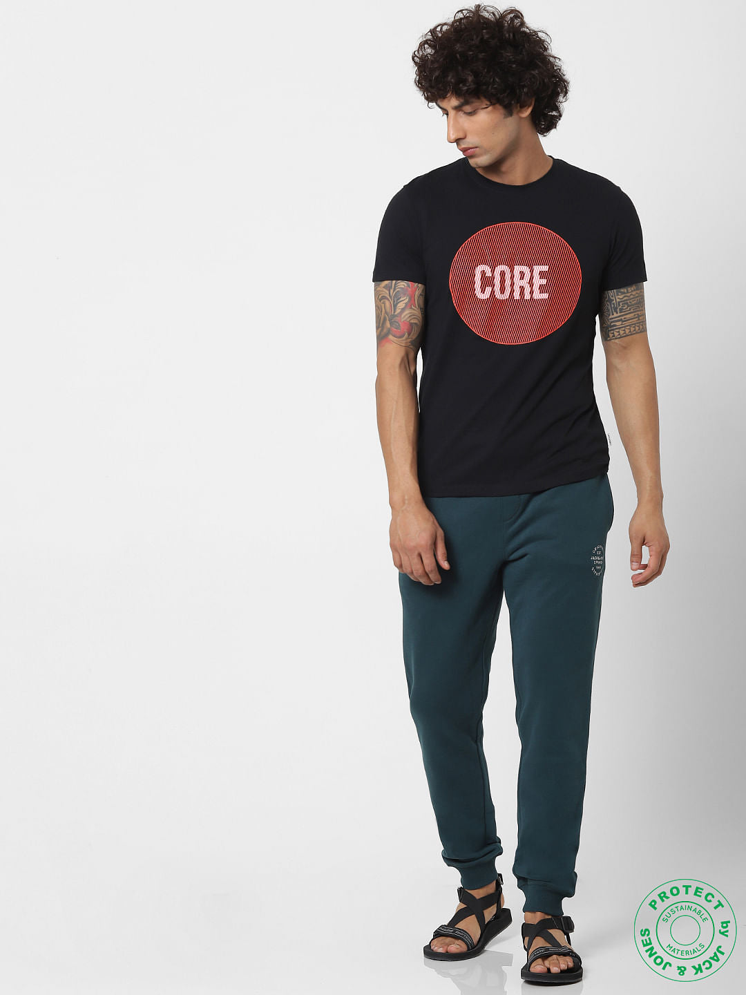 Black Graphic Print Crew Neck T-shirt