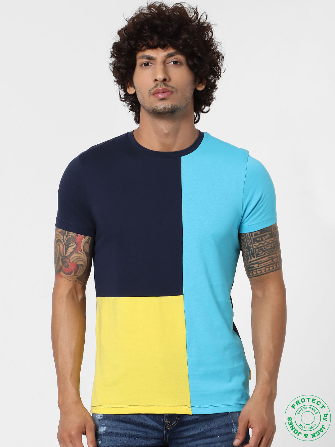 Multi-Coloured Colourblocked Crew Neck T-shirt - S