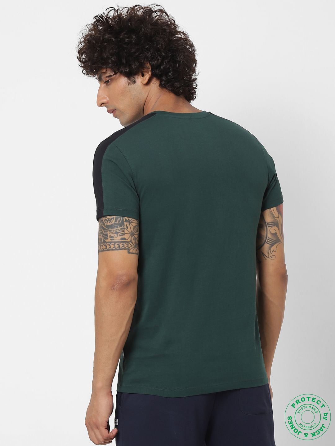 Dark Green Graphic Print Crew Neck T-shirt