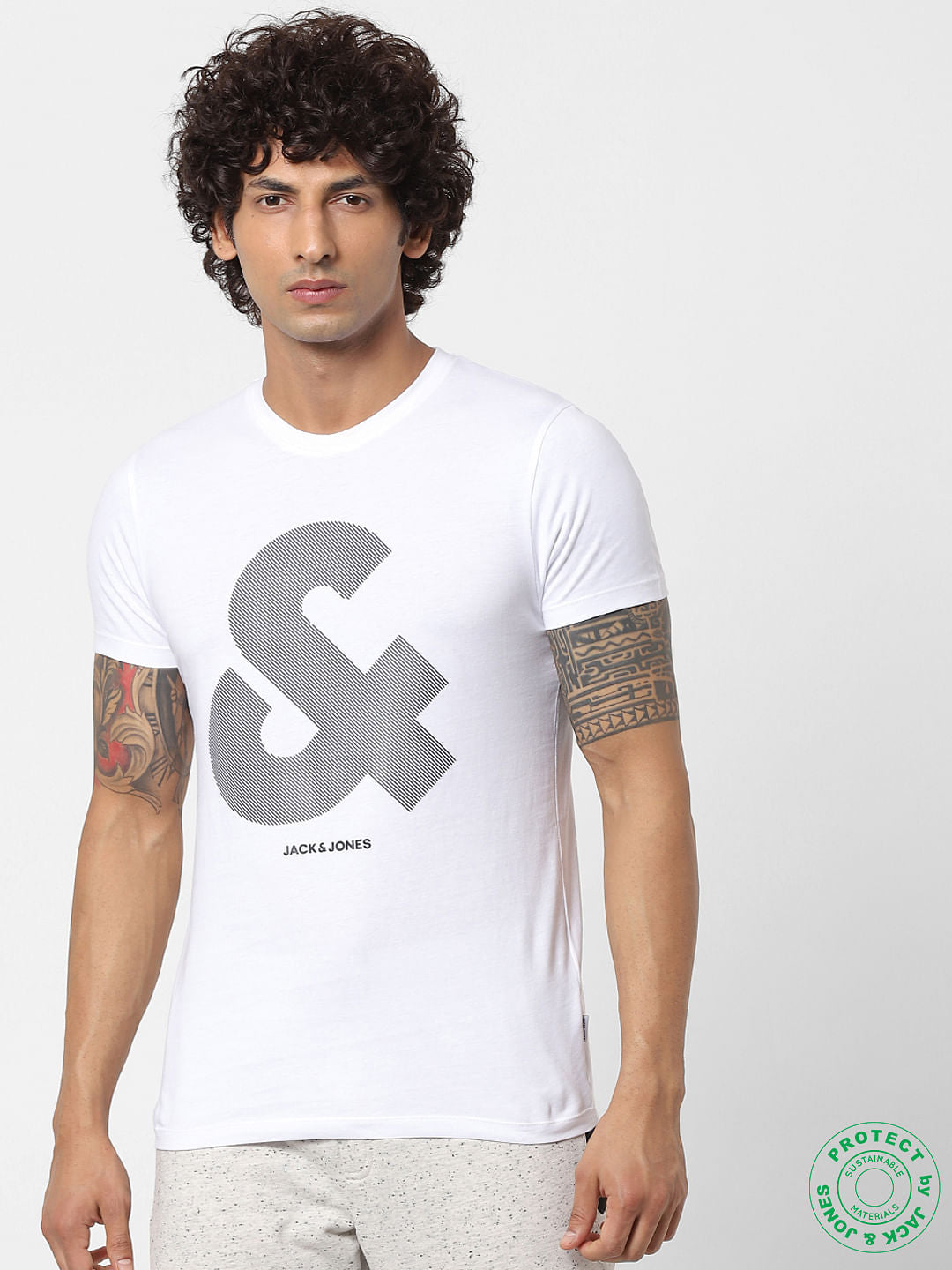 White Graphic Print Crew Neck T-shirt - S