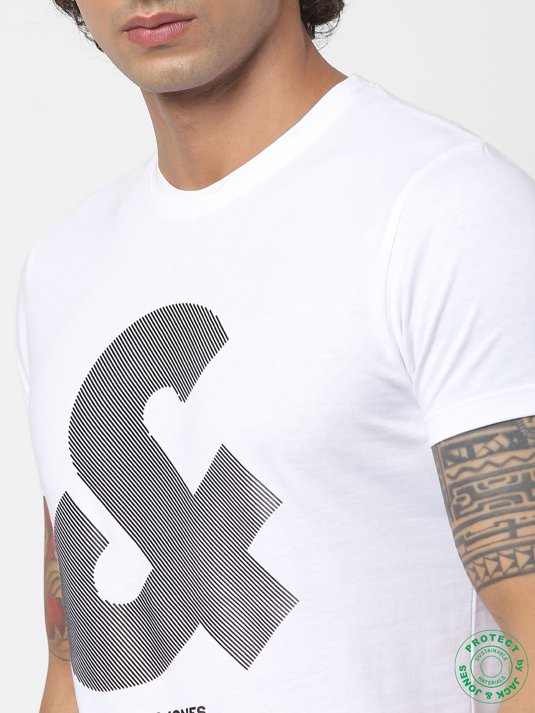 White Graphic Print Crew Neck T-shirt