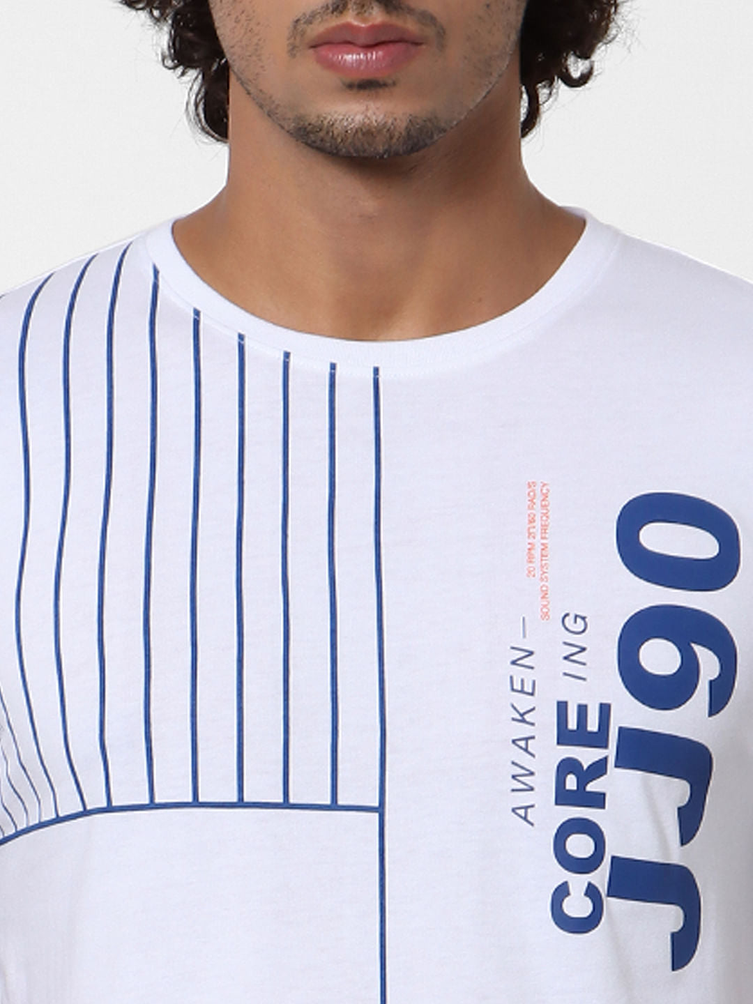 White Placement Print Crew Neck T-shirt