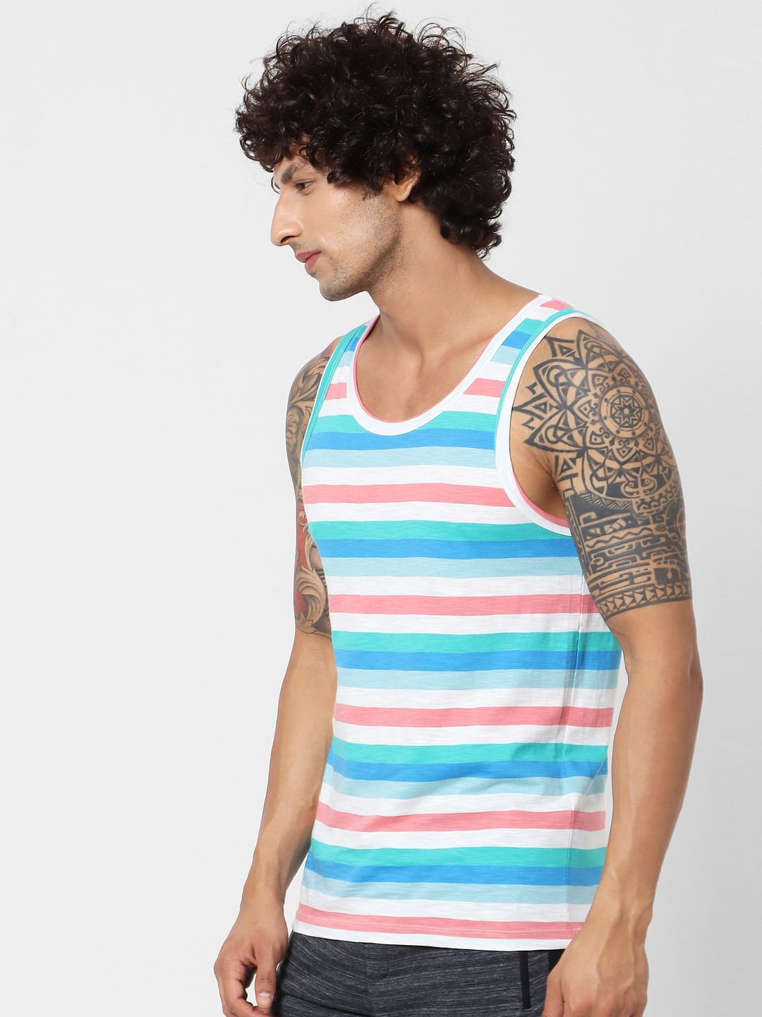 Multi-coloured Striped Vest