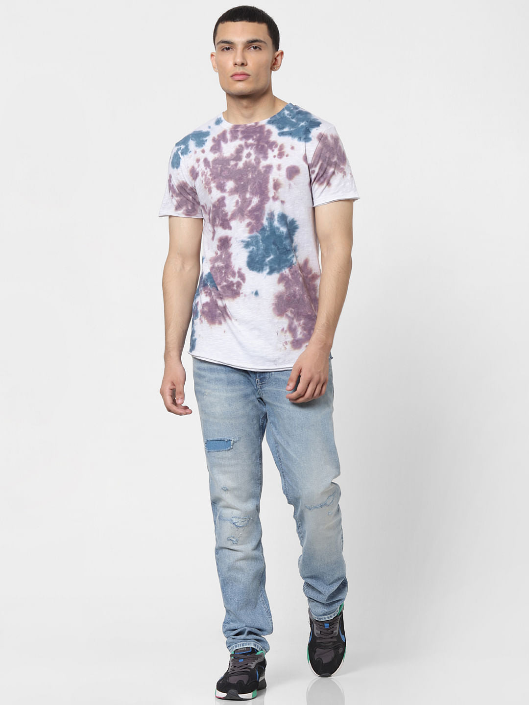 Multi-coloured Tie Dye Crew Neck T-shirt