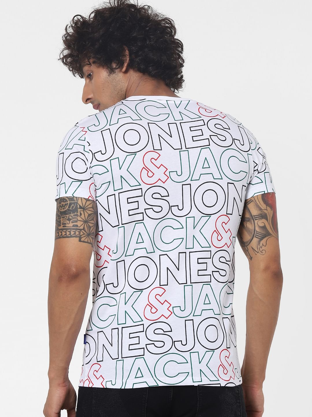 White All Over Logo Print Crew Neck T-shirt