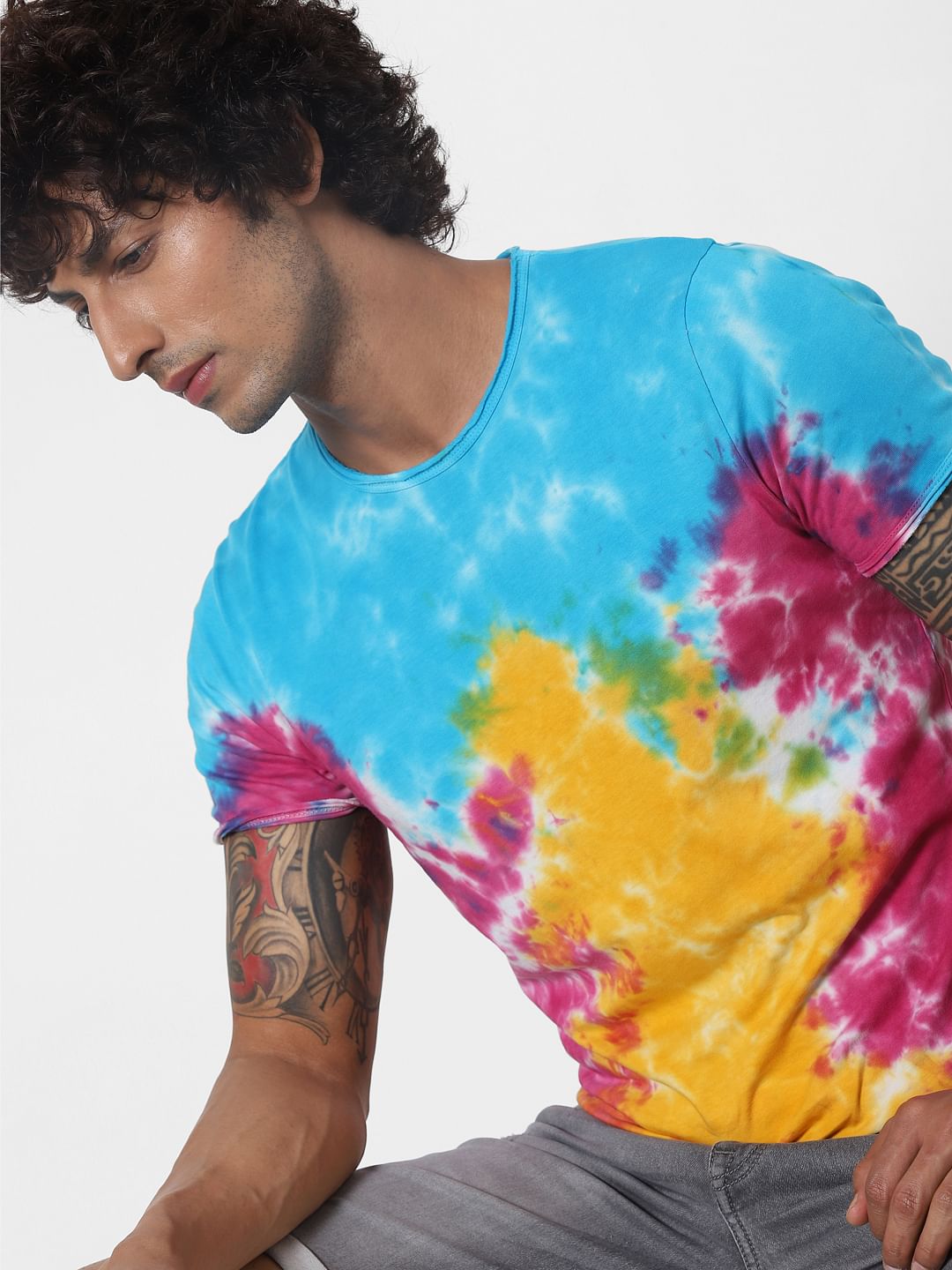 Multi-coloured Tie Dye Crew Neck T-shirt - S