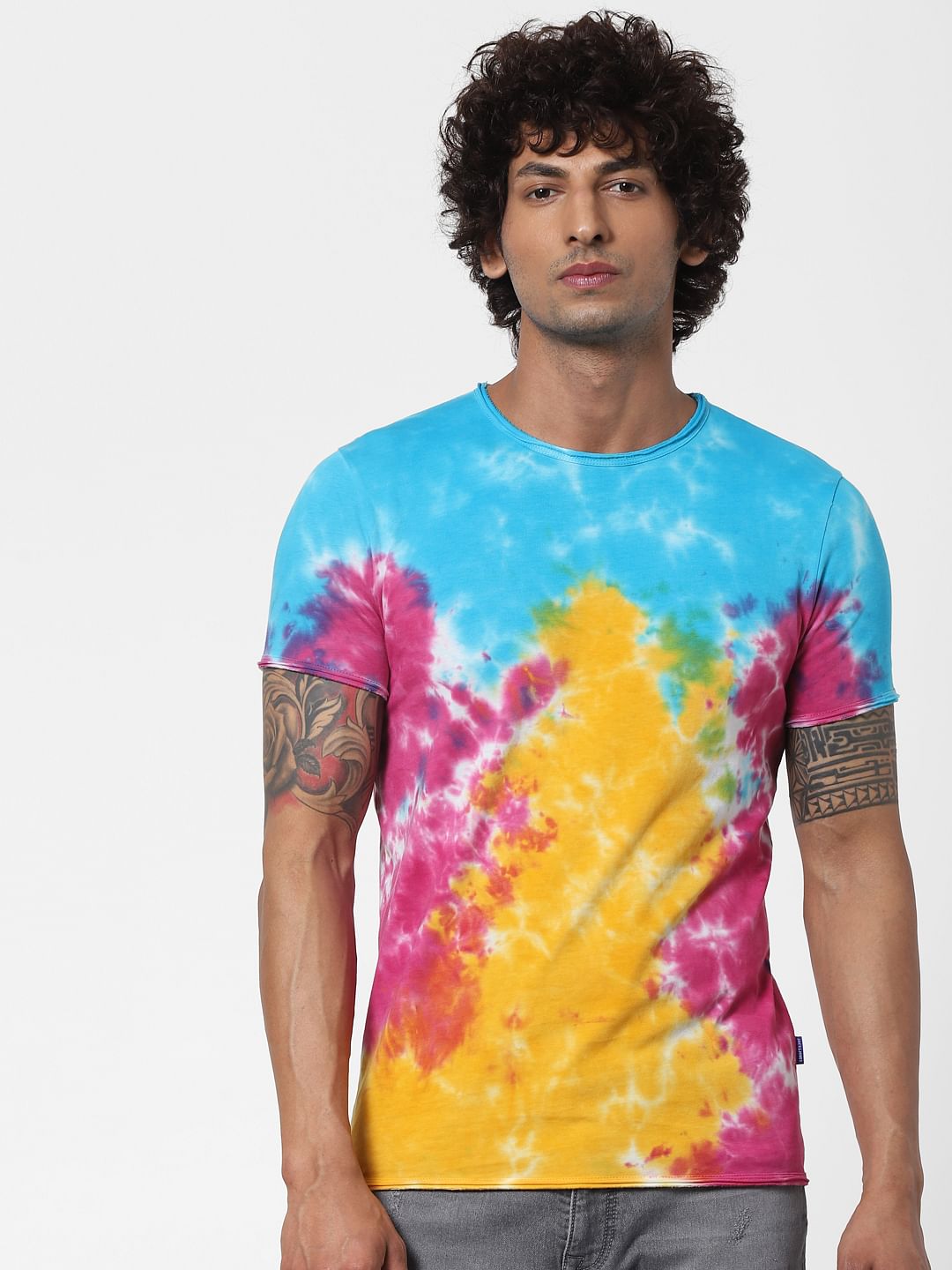 Multi-coloured Tie Dye Crew Neck T-shirt