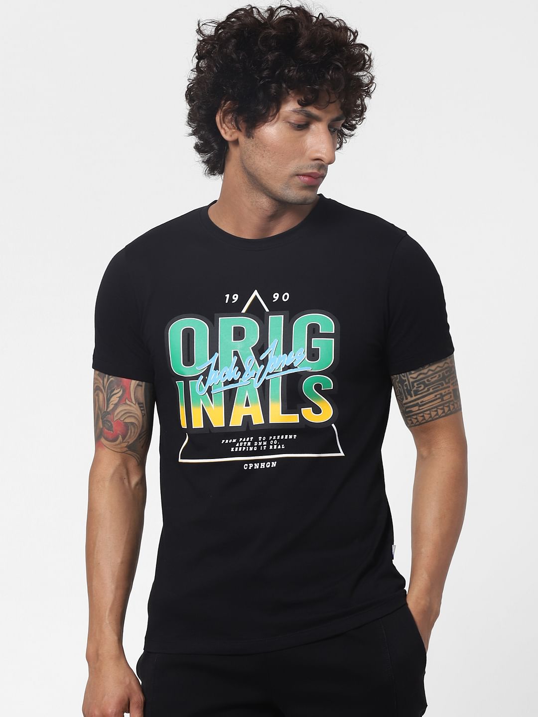 Black Graphic Print Crew Neck T-shirt