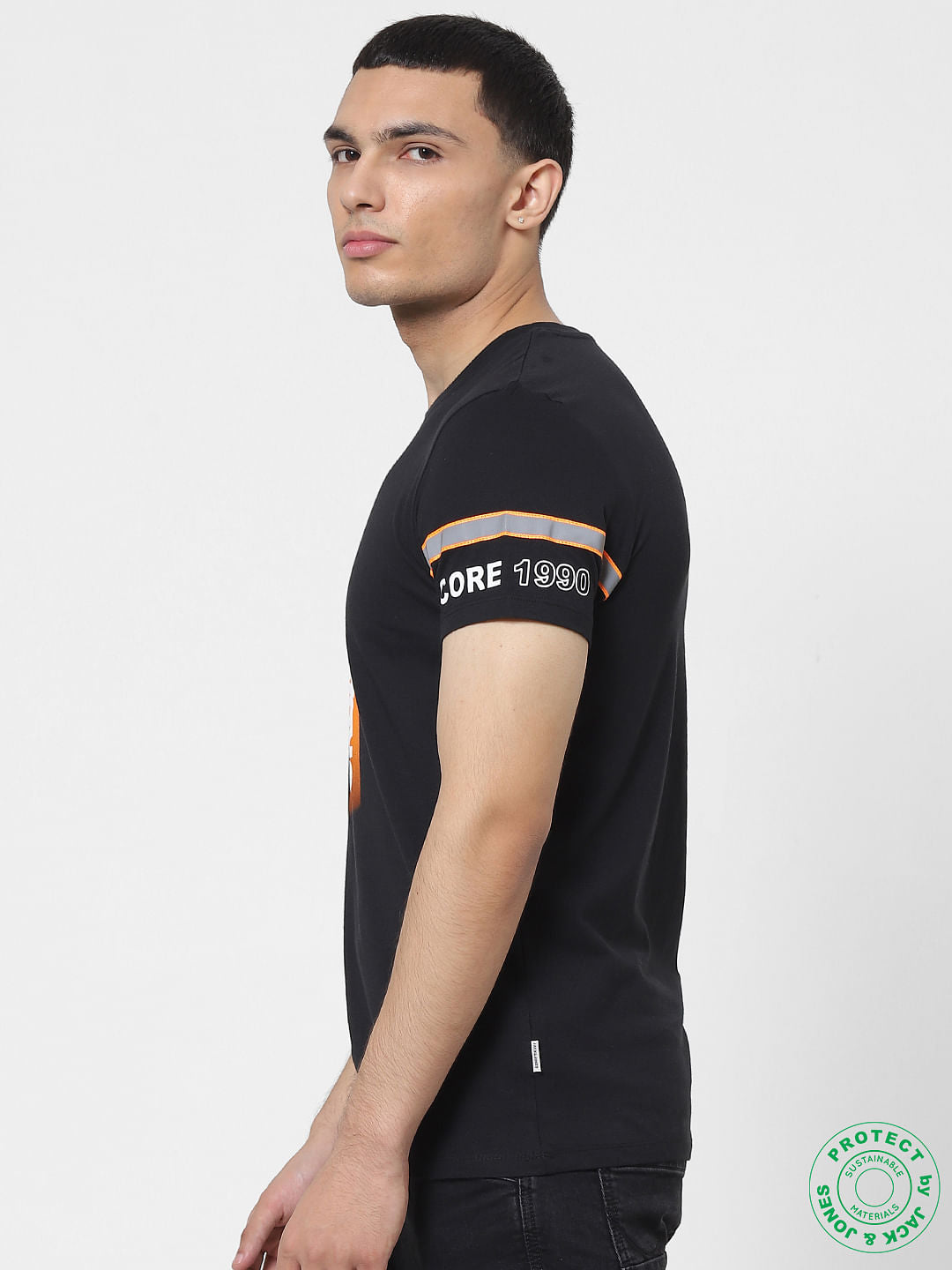 Black Tape Detail Crew Neck T-shirt