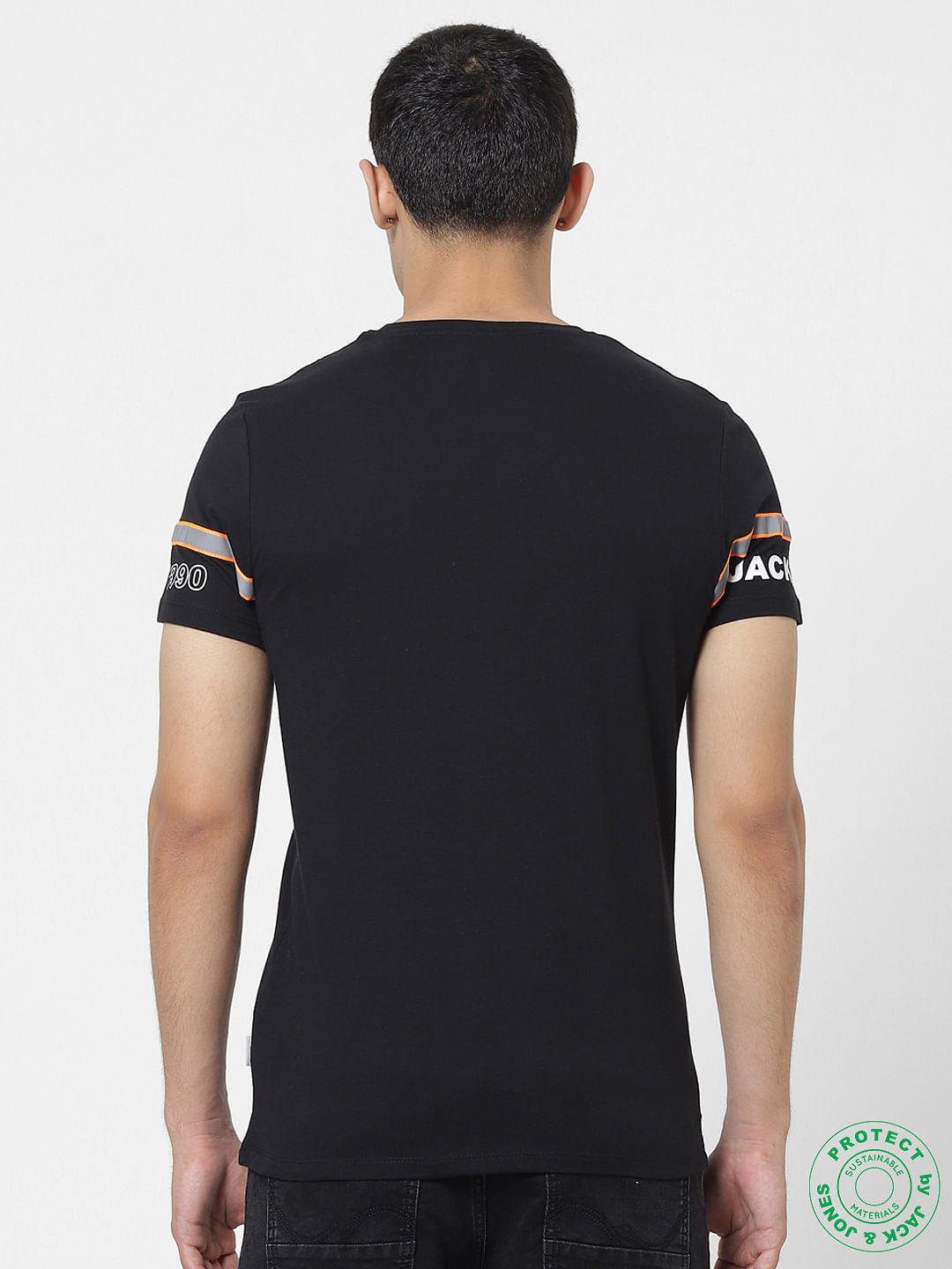 Black Tape Detail Crew Neck T-shirt