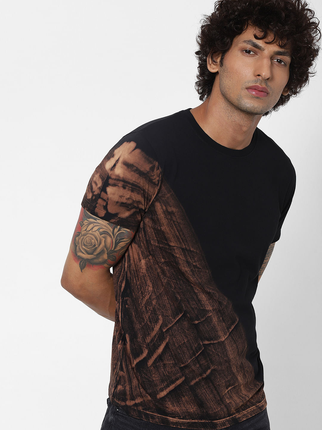 Black Tie Dye Crew Neck T-shirt - S