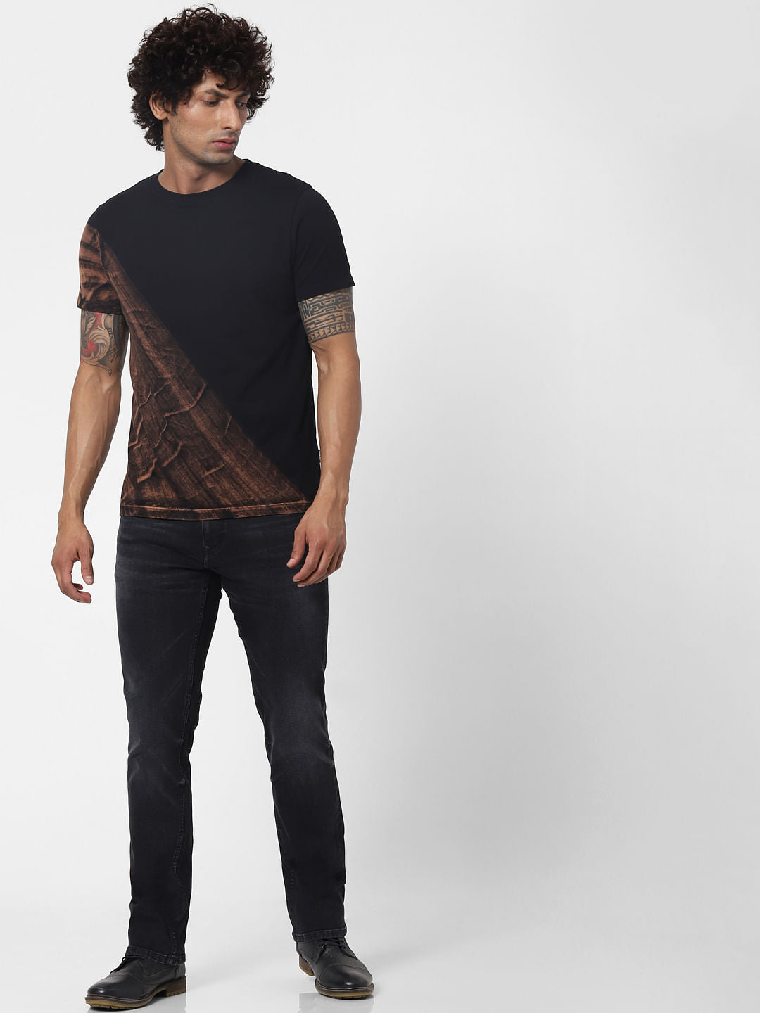 Black Tie Dye Crew Neck T-shirt