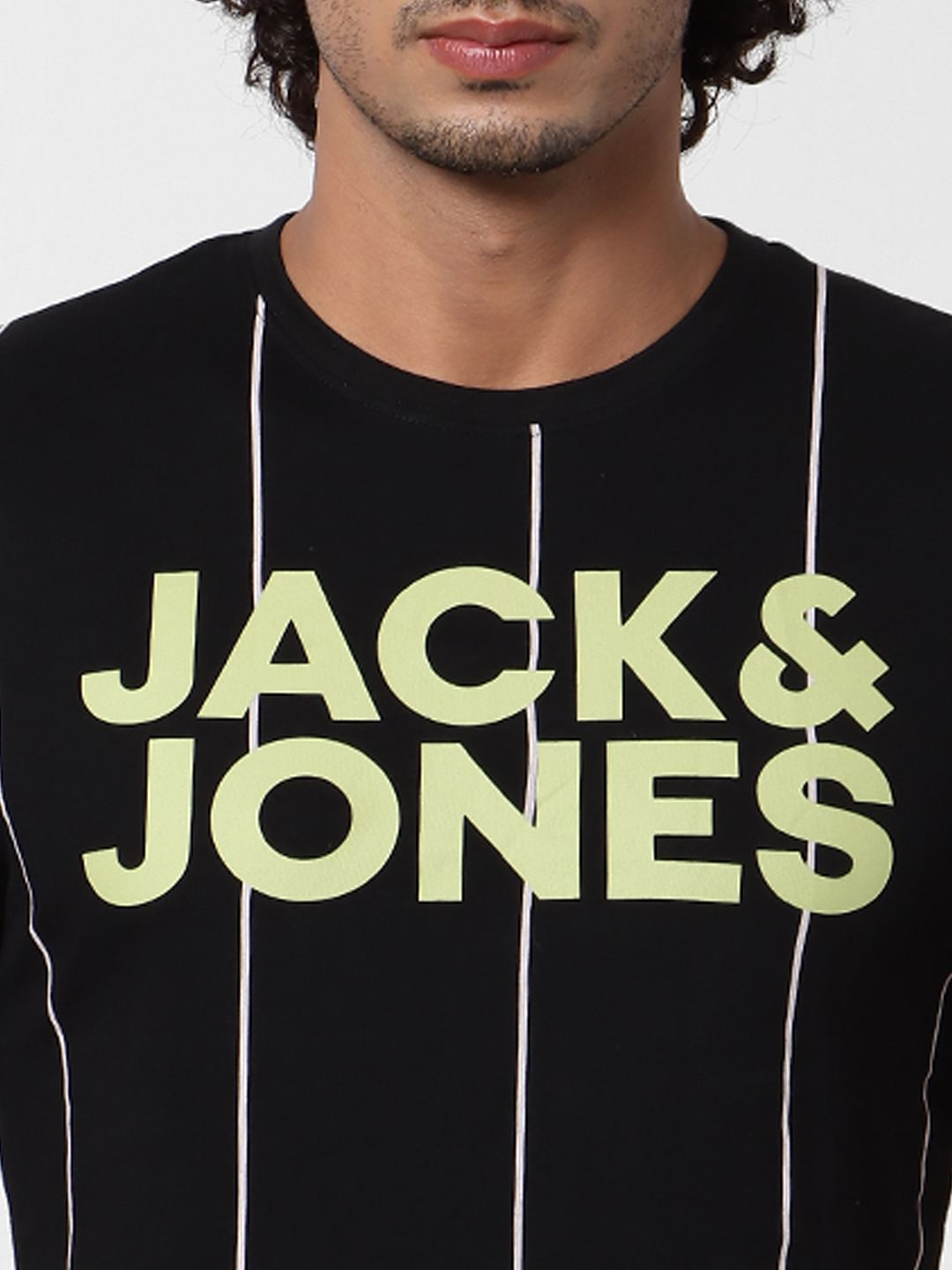 Black Striped Logo Print T-shirt