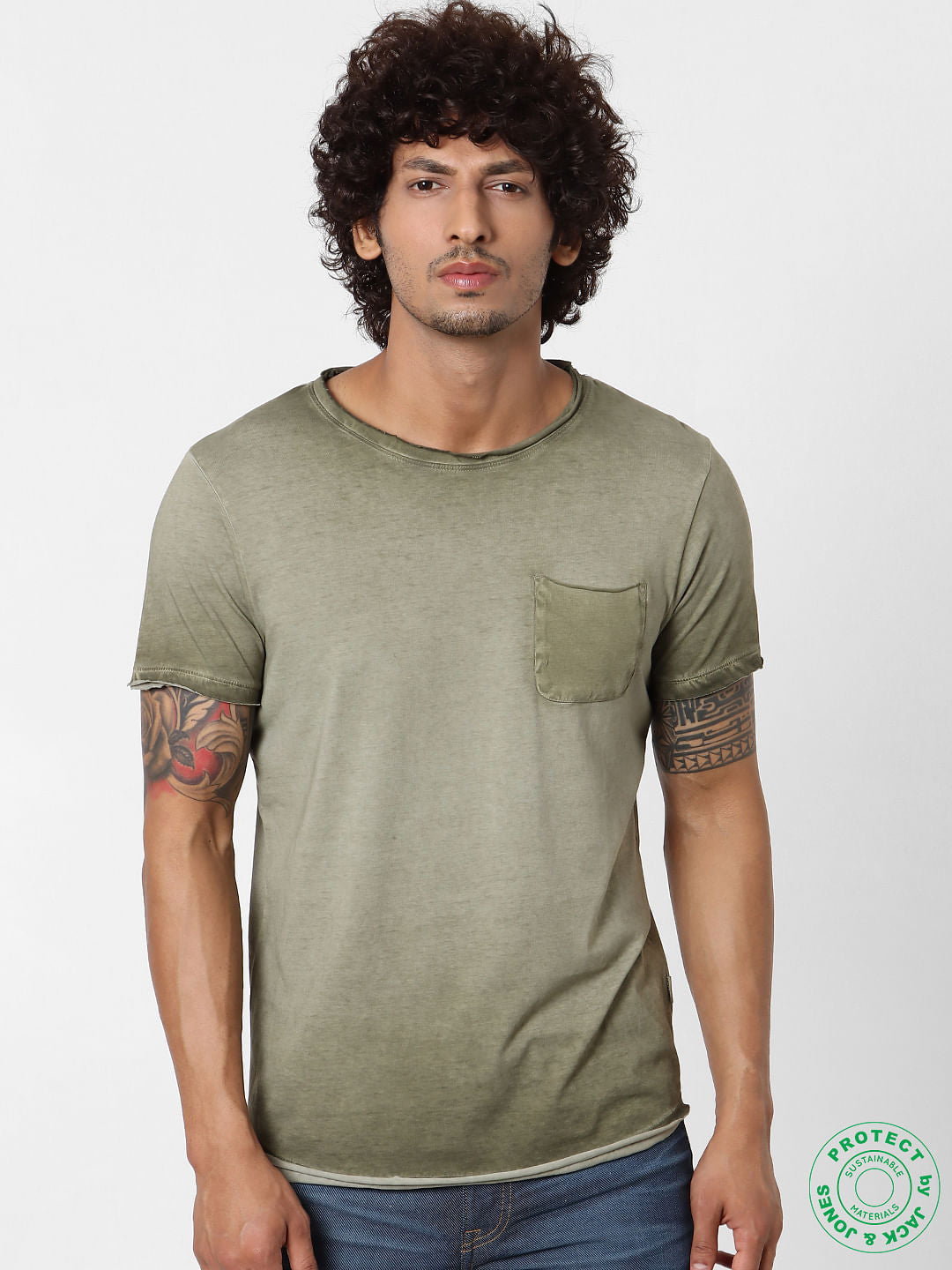 Red Washed Crew Neck T-shirt - S