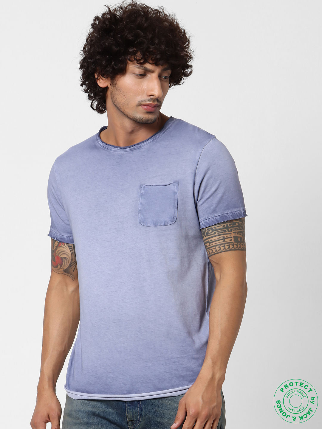 Olive Green Washed Crew Neck T-shirt - S