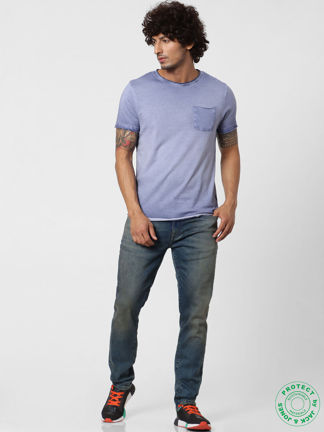 Olive Green Washed Crew Neck T-shirt