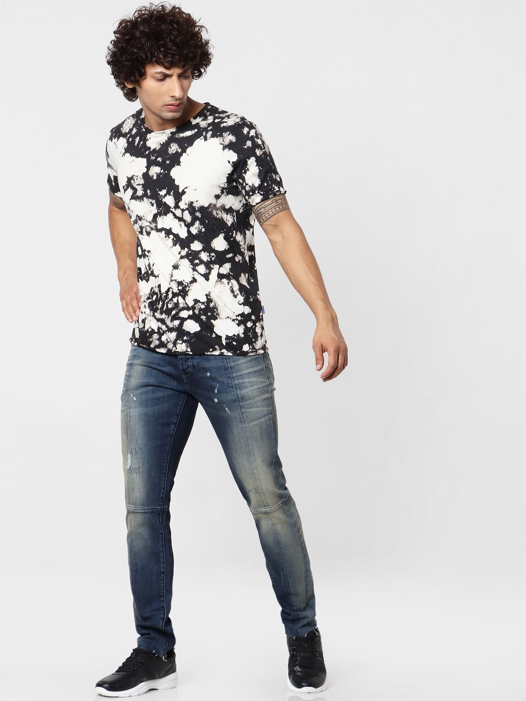 Black Tie Dye Crew Neck T-shirt