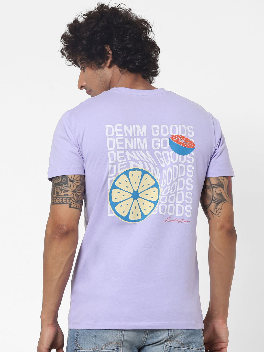Purple Graphic Print Crew Neck T-shirt