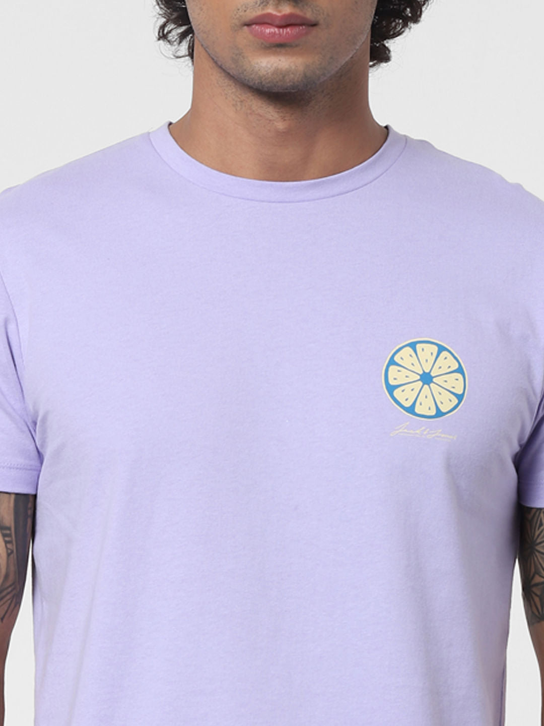 Purple Graphic Print Crew Neck T-shirt