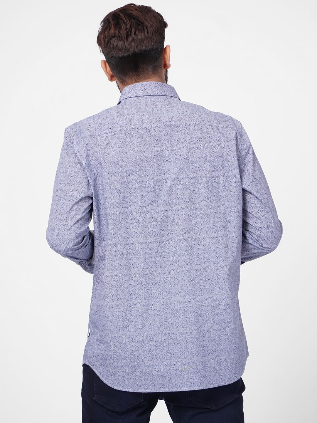 Blue Printed Full Sleeves Shirt