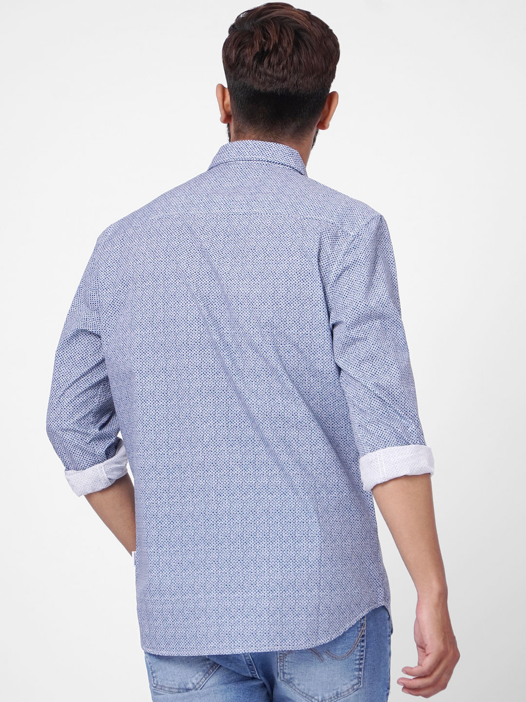 Blue Printed Full Sleeves Shirt