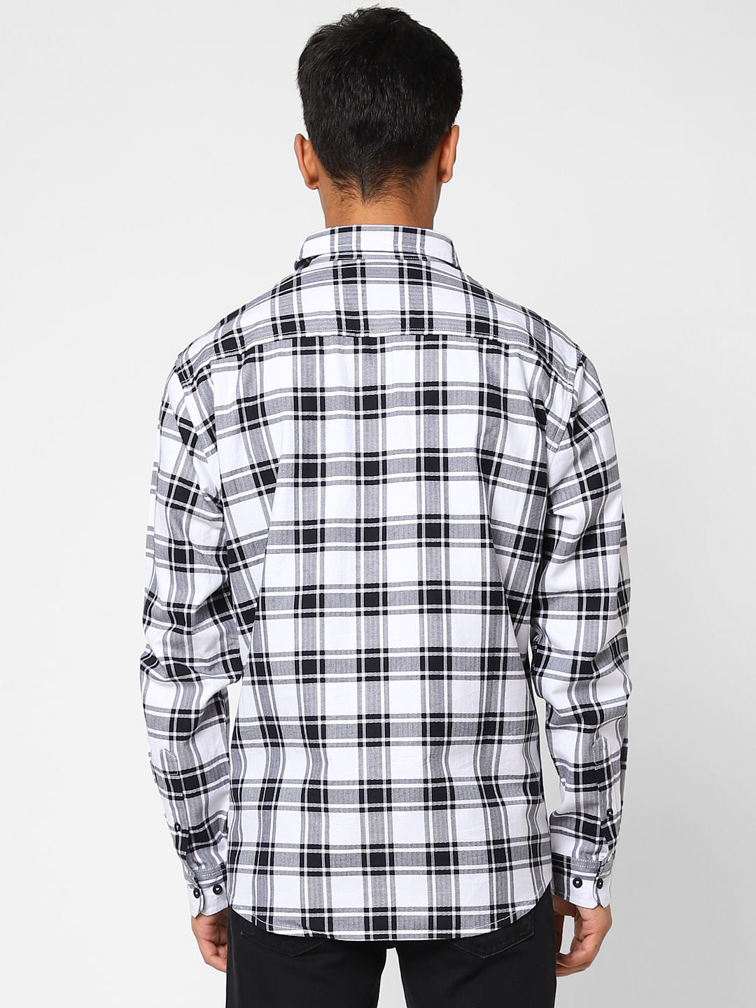 White Check Full Sleeves Shirt