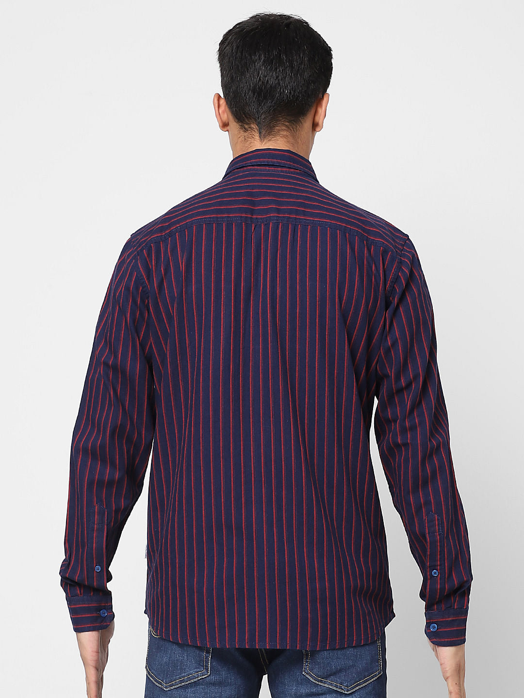 Blue Striped Full Sleeves Shirt