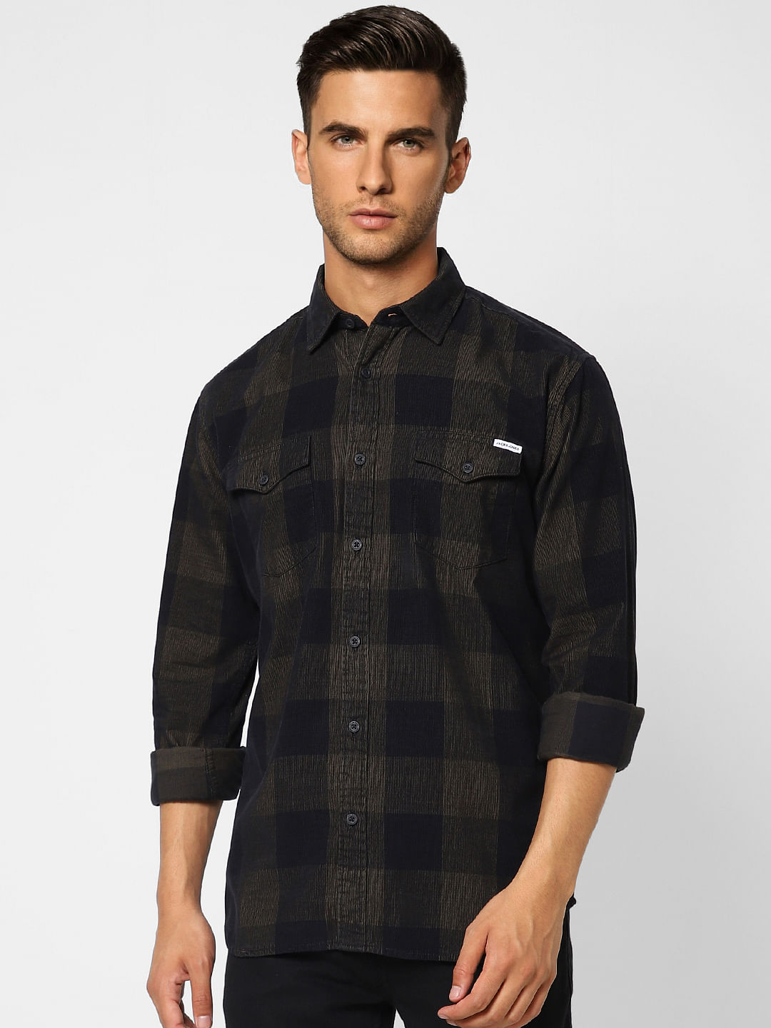 Dark Green Check Full Sleeves Shirt