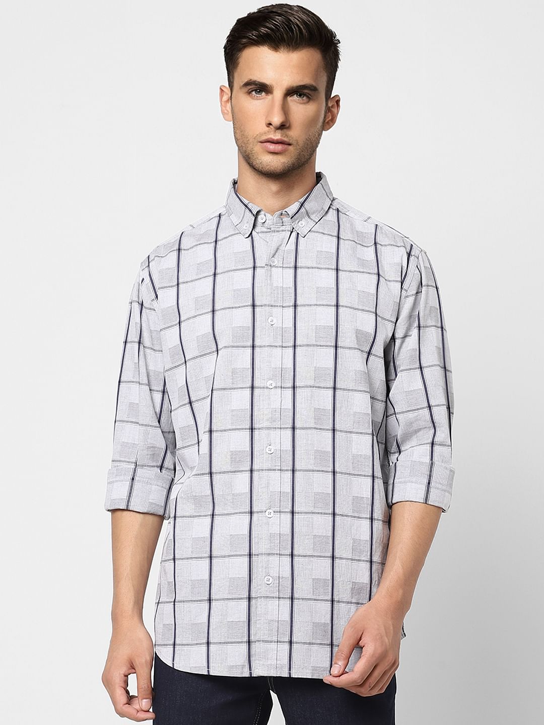 White Check Full Sleeves Shirt