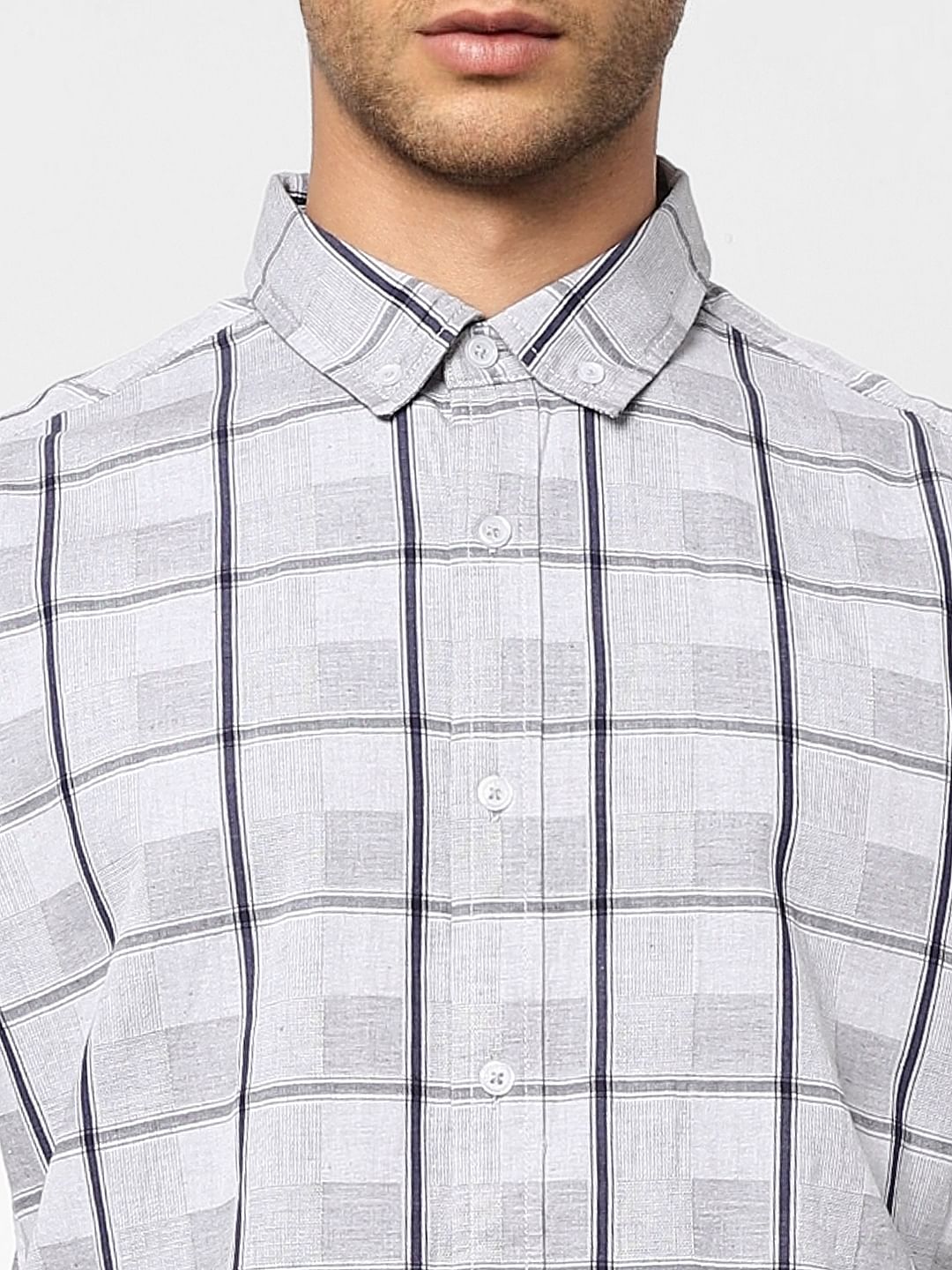 White Check Full Sleeves Shirt