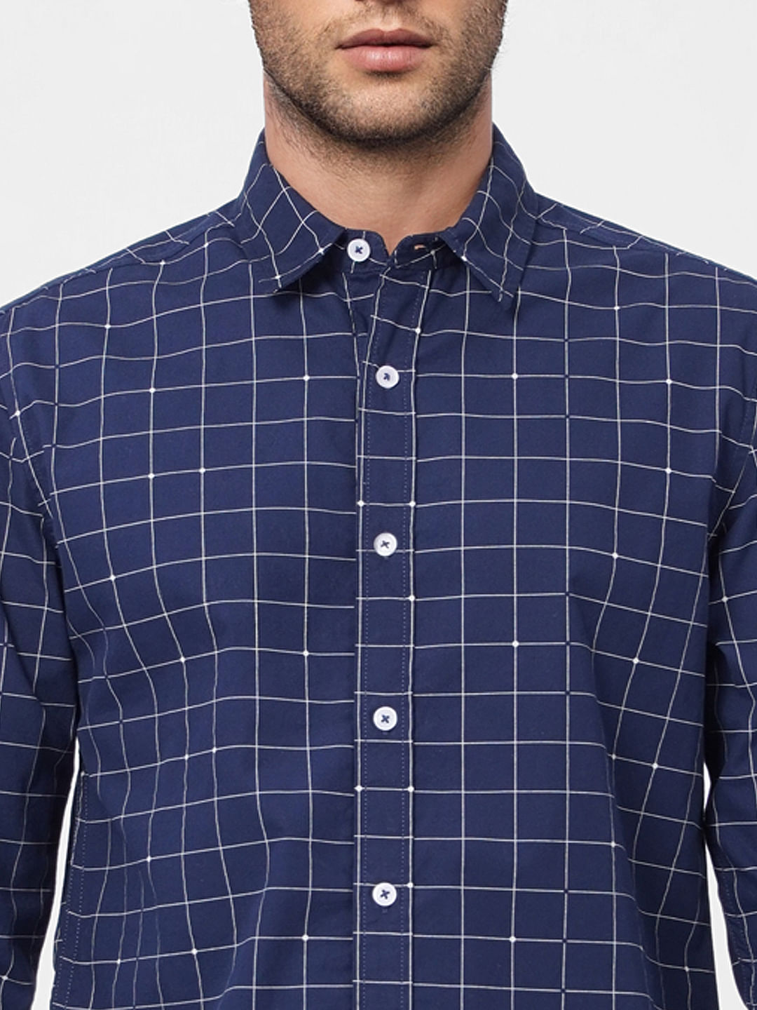 Blue Check Print Full Sleeves Shirt