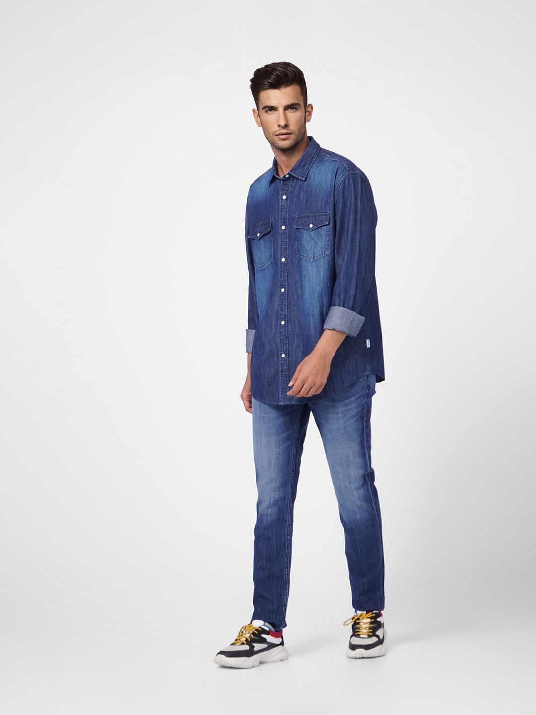 Blue Washed Denim Full Sleeves Shirt