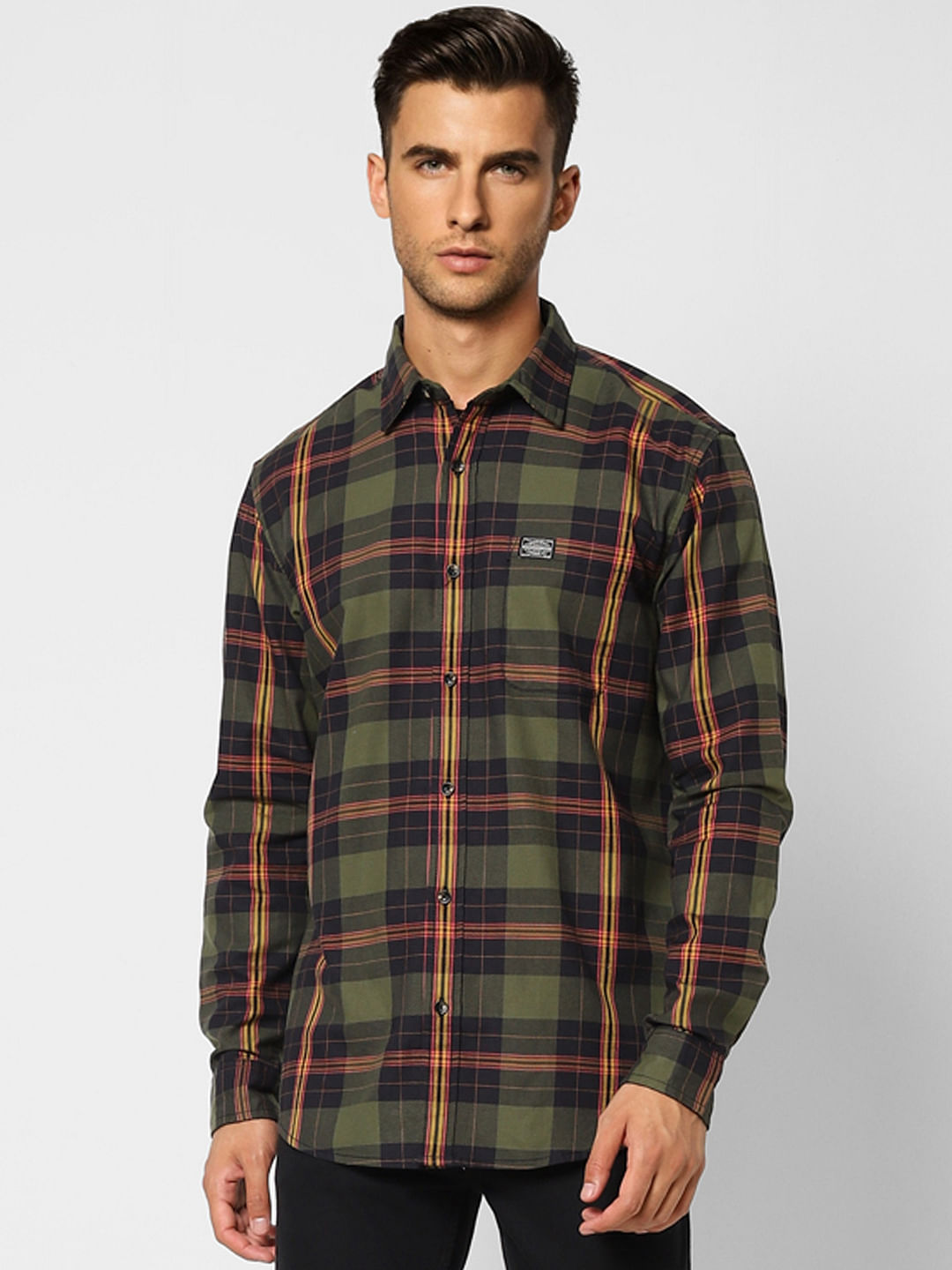 Green Check Full Sleeves Shirt