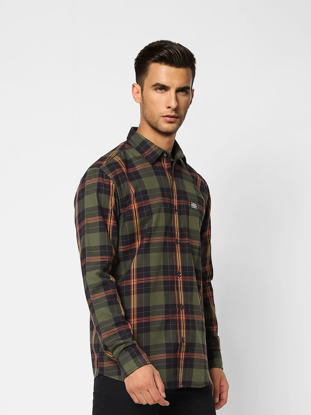 Green Check Full Sleeves Shirt