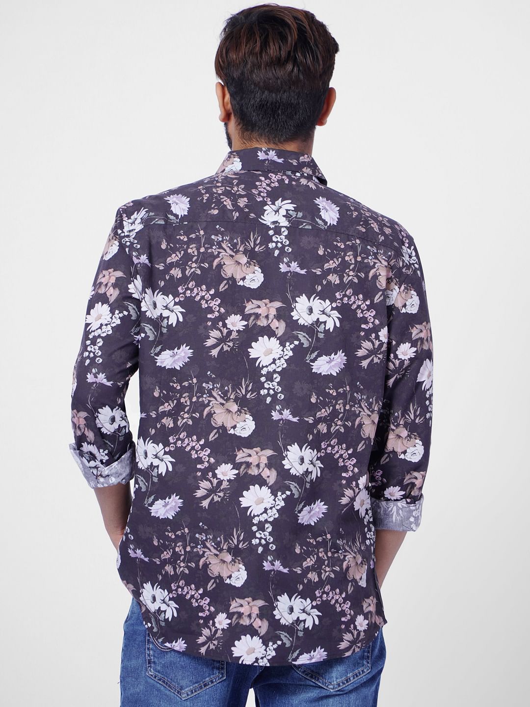 Purple Floral Full Sleeves Shirt