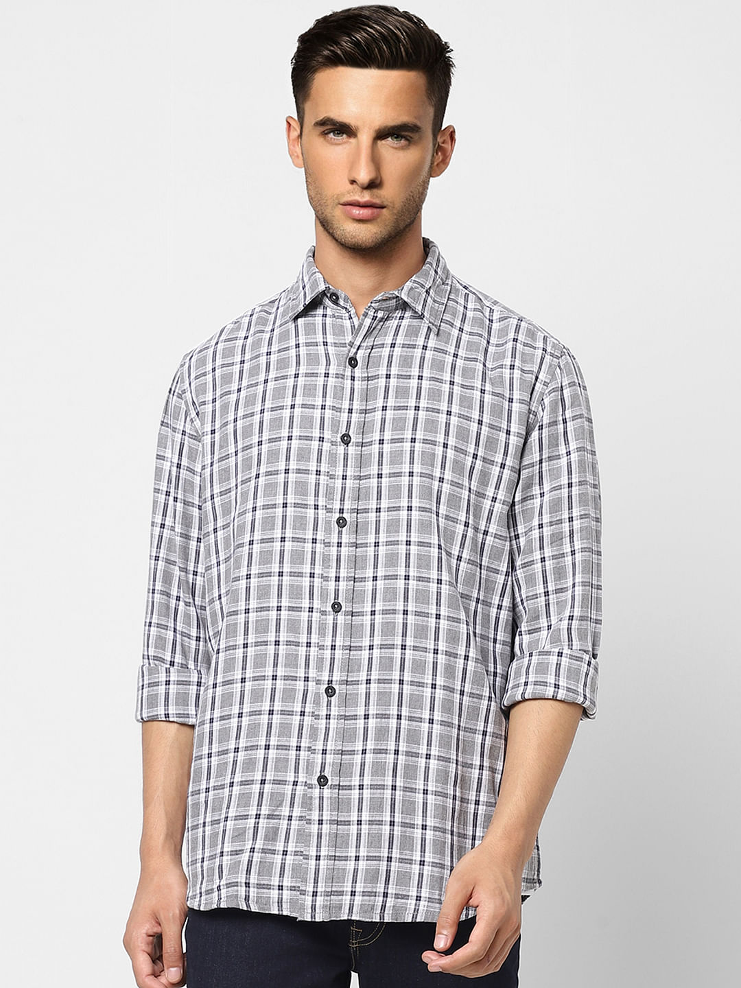 White Check Full Sleeves Shirt