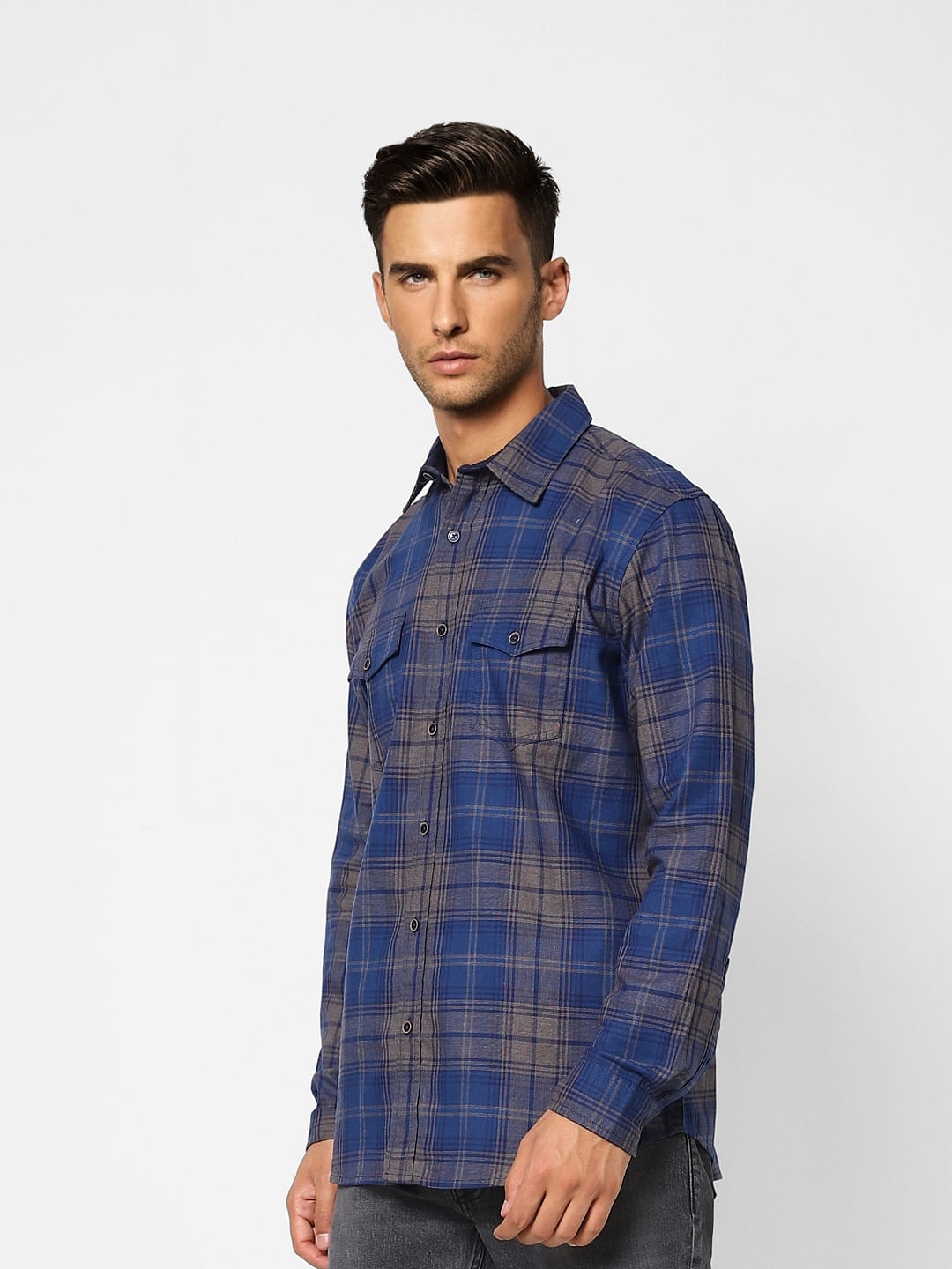 Blue Check Full Sleeves Shirt