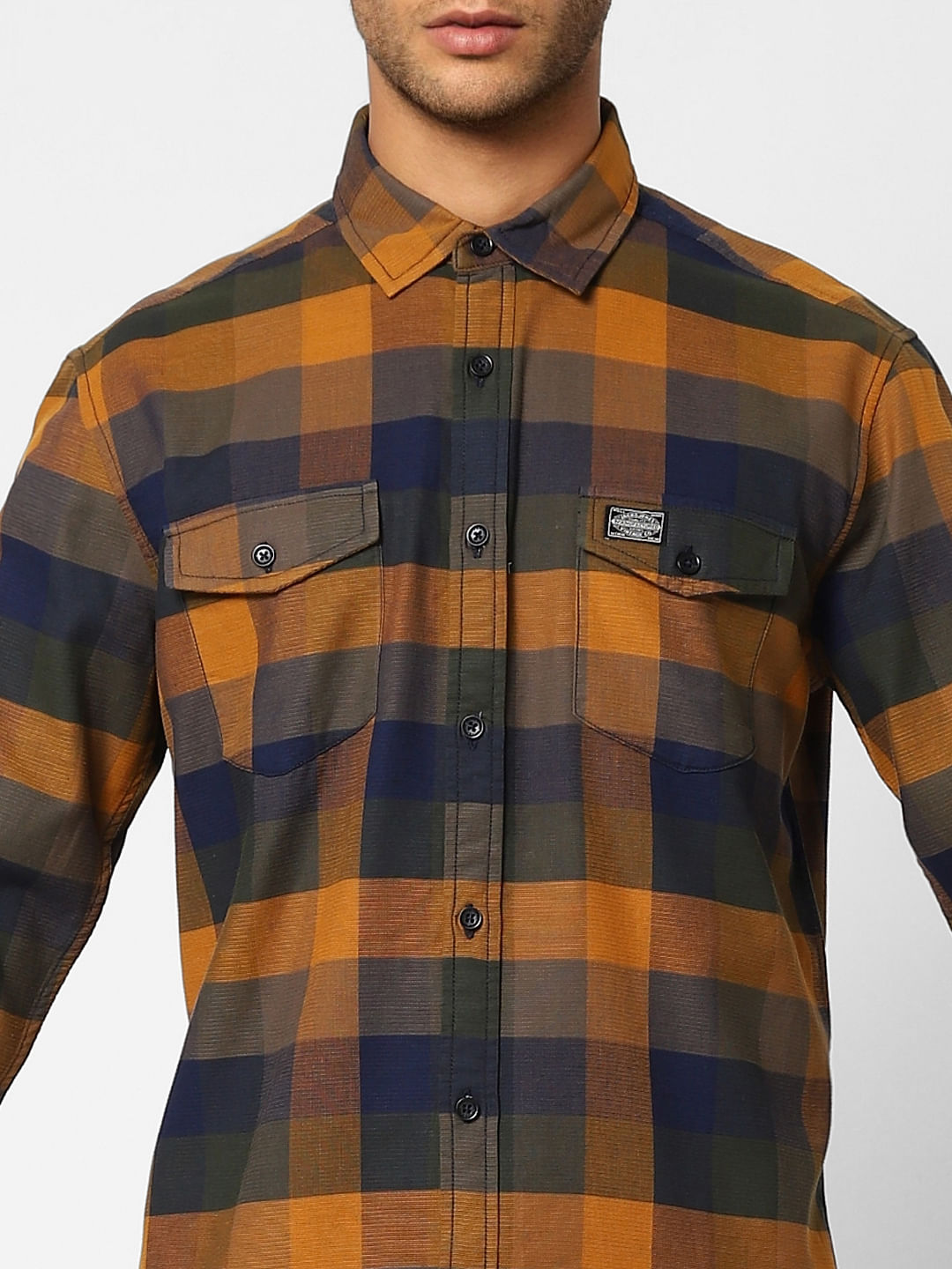 Dark Brown Check Full Sleeves Shirt