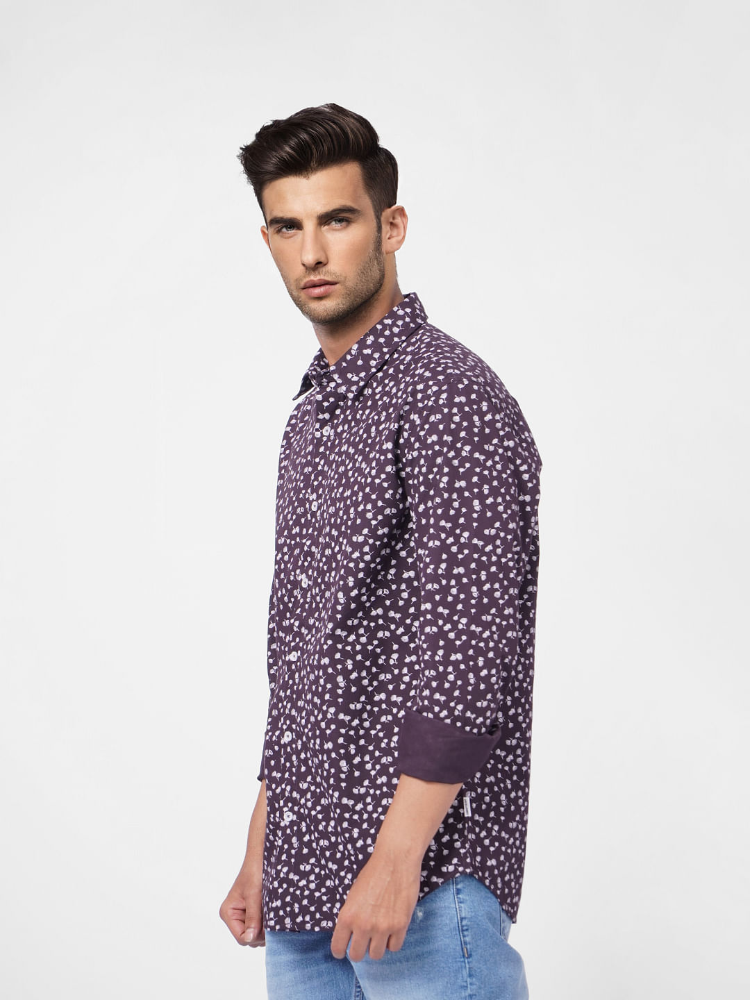 Blue Floral Print Full Sleeves Shirt
