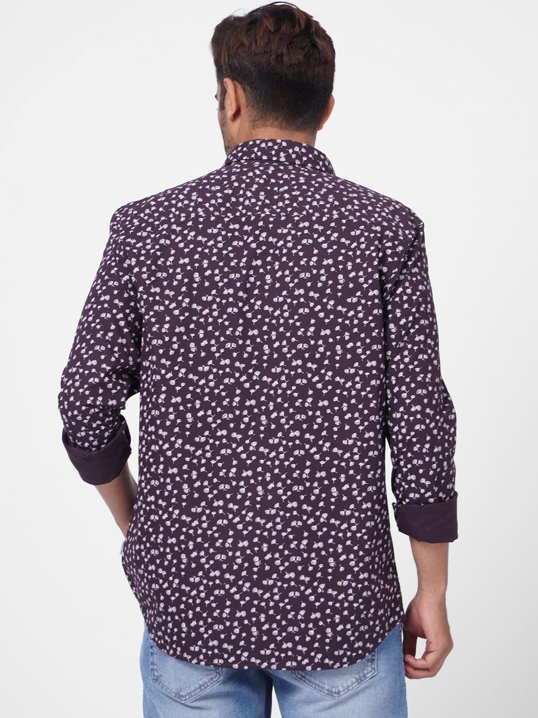 Blue Floral Print Full Sleeves Shirt
