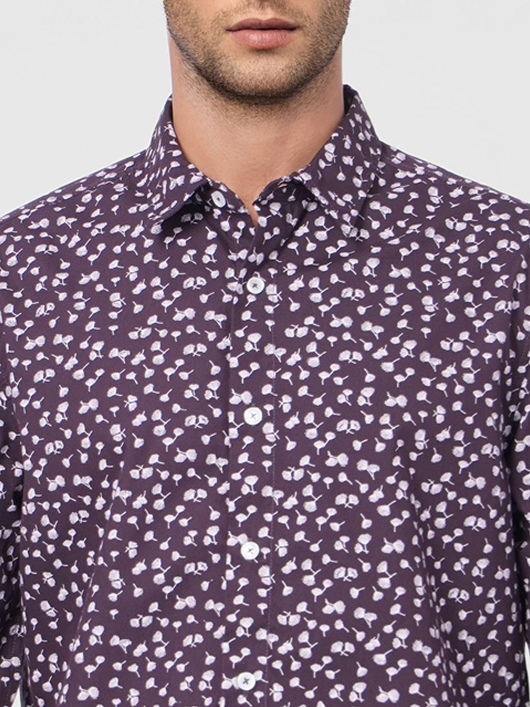 Blue Floral Print Full Sleeves Shirt