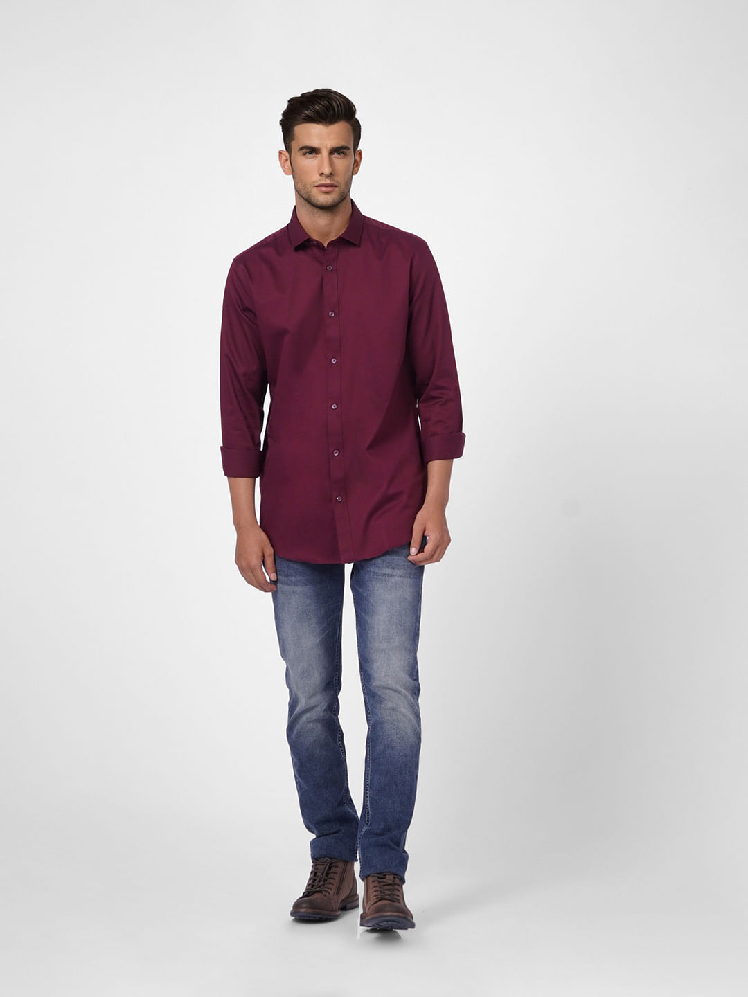 Maroon Formal Full Sleeves Shirt