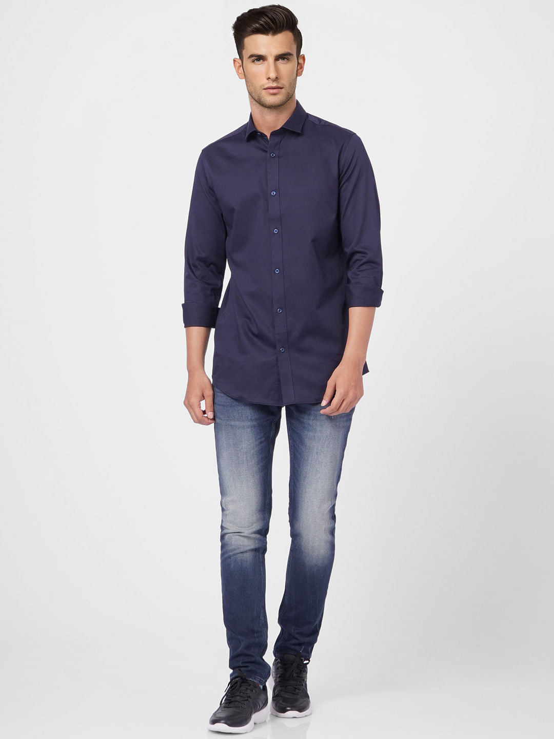 Navy Blue Formal Full Sleeves Shirt