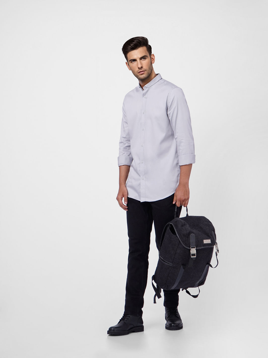 Grey Formal Full Sleeves Shirt - S