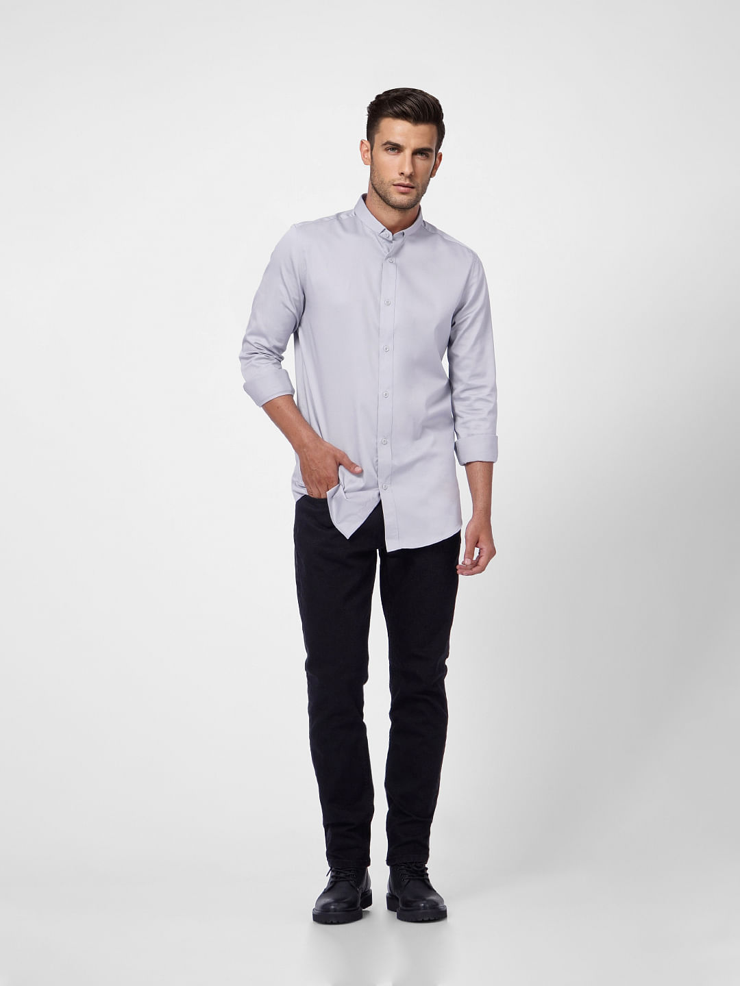 Grey Formal Full Sleeves Shirt